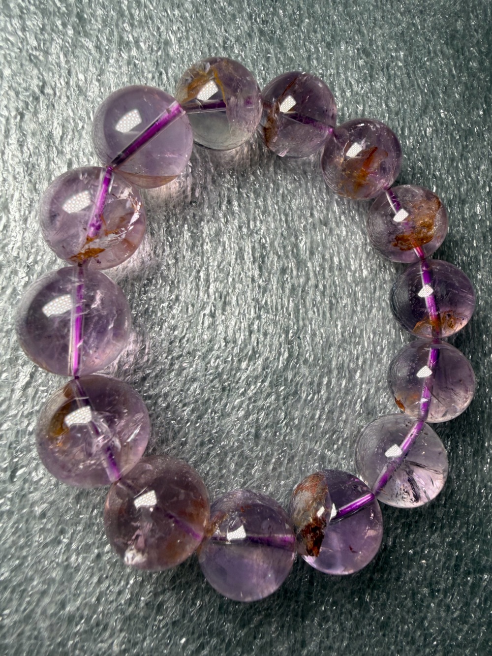 Show-Stopping 15MM Super Seven Hematoid Natural Crystal Bracelet